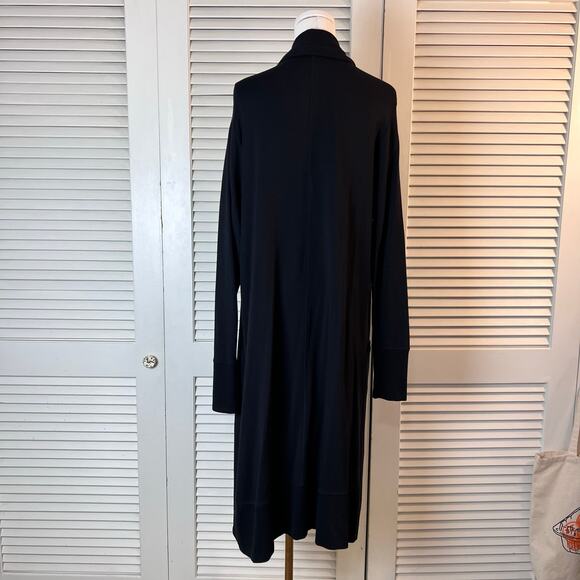 Athleta Black Tencel Modal Longline Wrap Cardigan Size Large Soft Lounge Drape - Picture 5 of 7